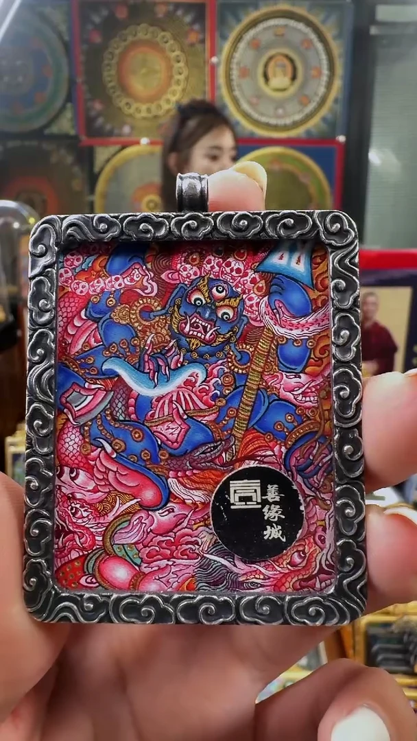 吊坠壹善缘城手绘唐卡大黑天