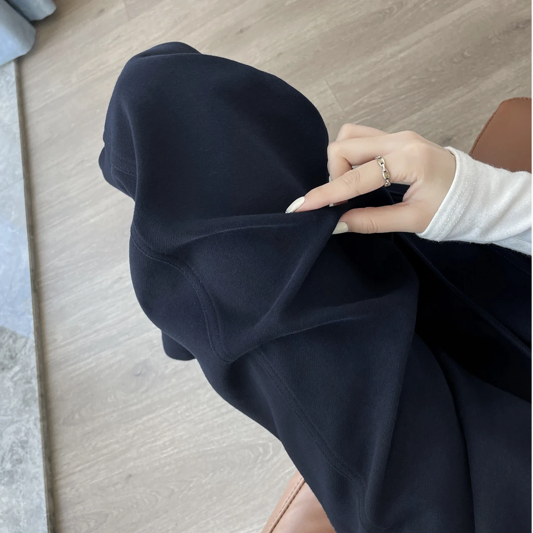 窄版阔腿裤女直筒秋冬季加绒加厚弯刀香蕉小个子高腰休闲运动卫裤