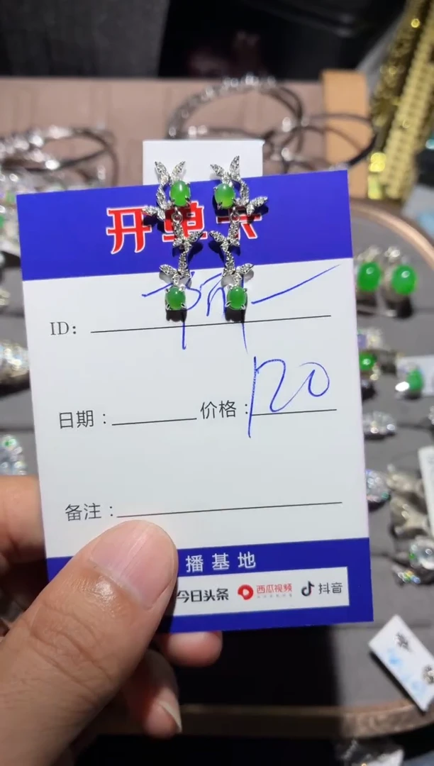 翡翠银S925镶嵌耳饰～**丽阿丽
