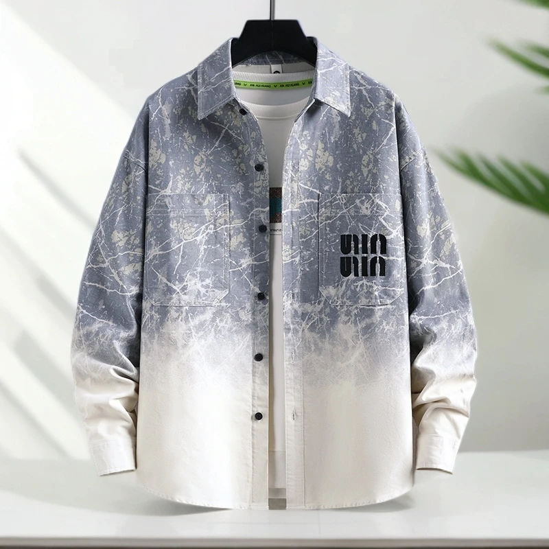 2025秋冬新品男士牛仔纯棉长袖夹克衬衫外套韩版商务休闲衬衣