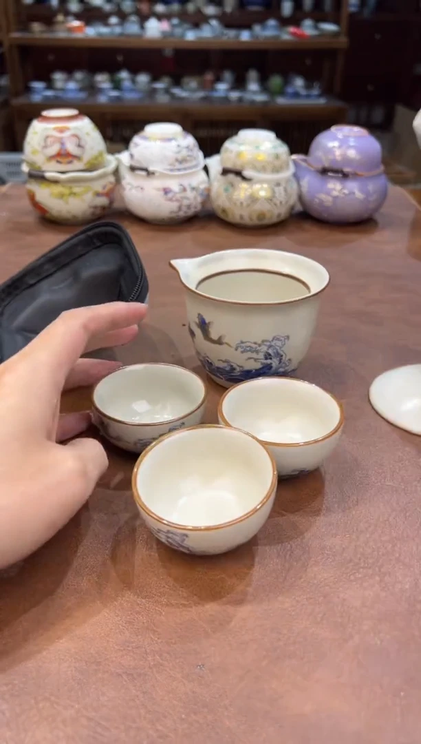 真的很便宜超好看会开片的旅行茶具