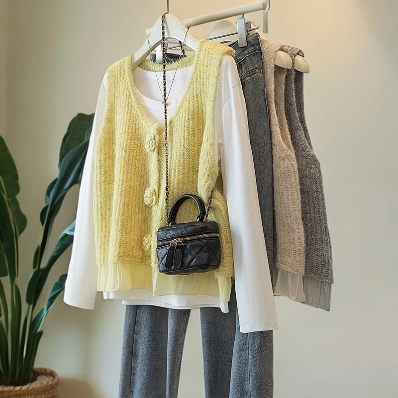 大码女装2025秋季新款毛衣针织衫马甲胖mm松弛设计感宽松显瘦上衣