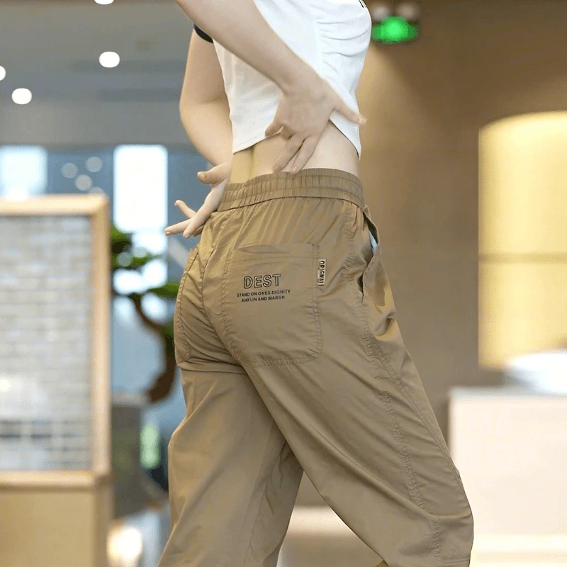 2025休闲裤男潮牌潮流运动韩版百搭裤子纯色透气男士弹力