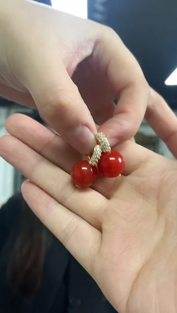 【闪购商品】南红玛瑙耳饰银S925镶嵌多样性发其一颜色微差