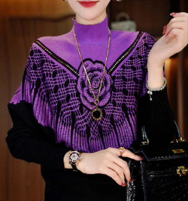 秋季新款含绵羊毛针织毛线衣长袖百搭弹力舒适保暖V25L761