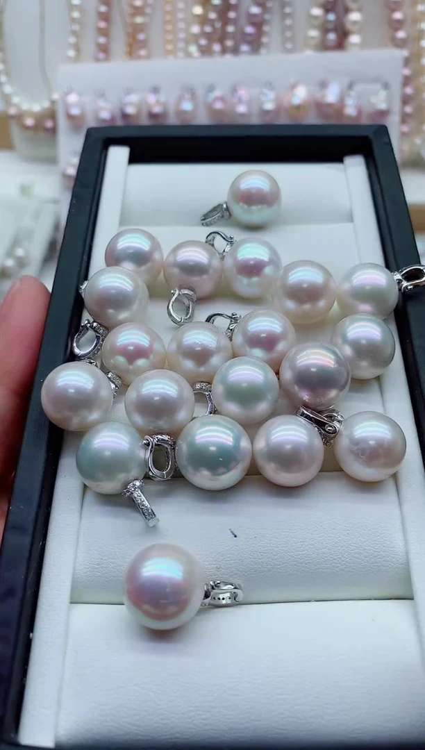 淡水珍珠银S925镶嵌吊坠(不含链)多样性发其一，非无暇