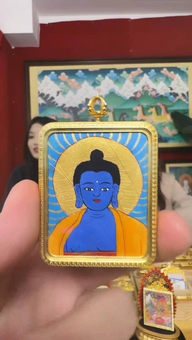 吊坠菩提叶药老师-热贡纯手绘