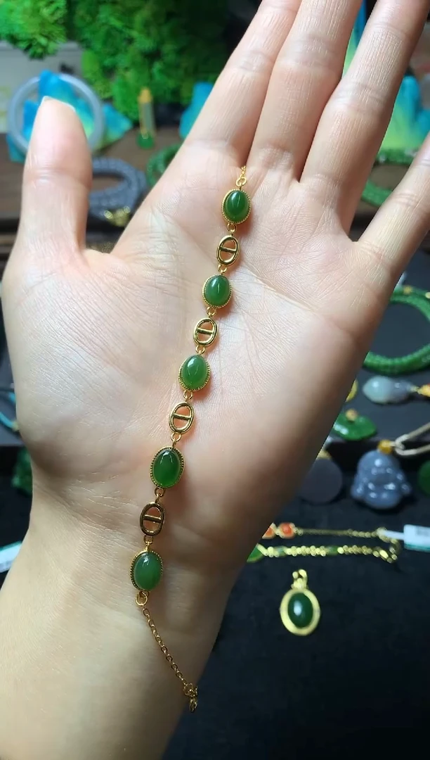 【闪购商品】和田玉手链银S925镶嵌手链