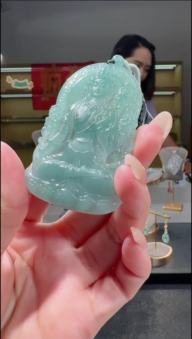 吊坠(不含链)未镶嵌翡翠纯天然A货翡翠度母（多样性发其一）