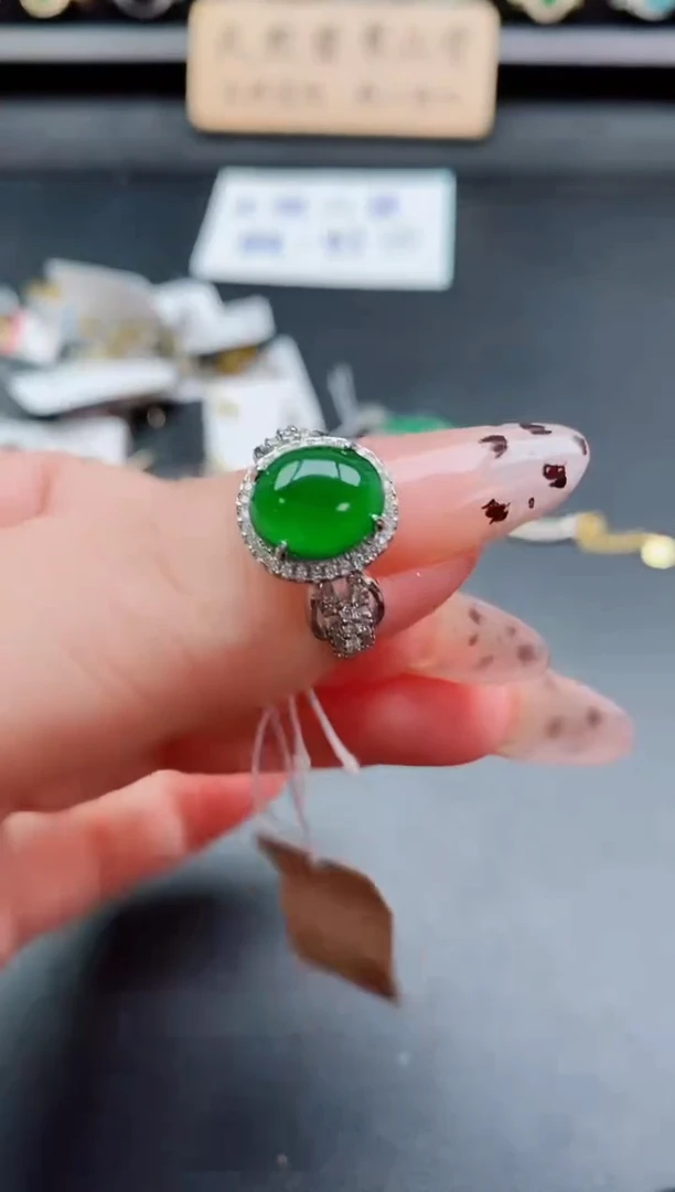 银S925镶嵌戒指翡翠1