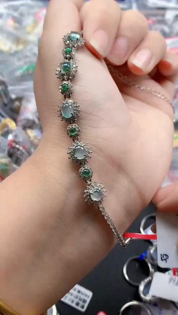 银S925镶嵌戒指翡翠天然A货缅甸翡翠