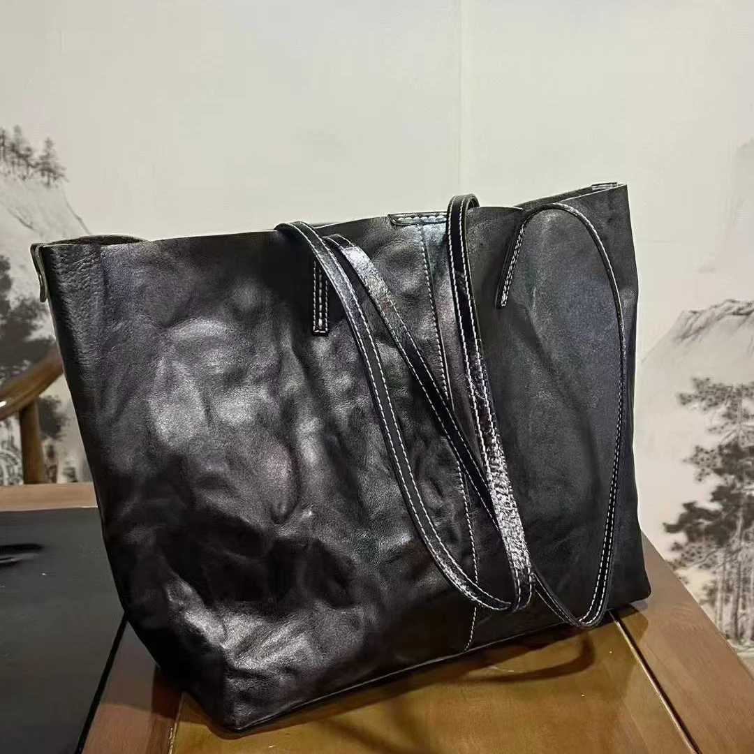 真皮大容量托特包简约时尚电脑包通勤包包职场文件袋办公专用女包