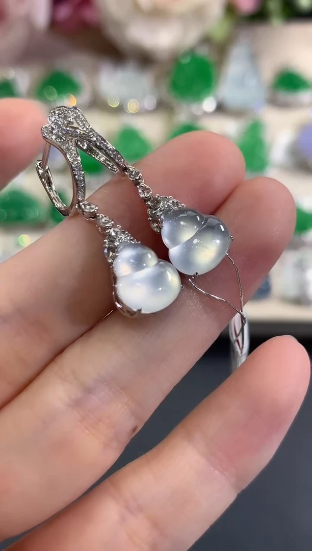 18K金镶嵌翡翠耳饰d53