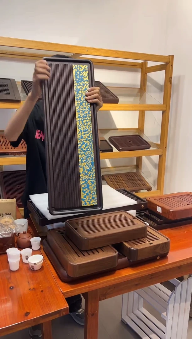 大气蓝色大号茶盘
