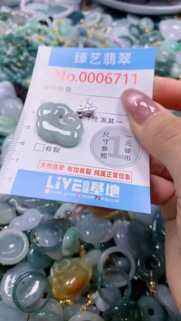 翡翠未镶嵌颈饰含绳0006711