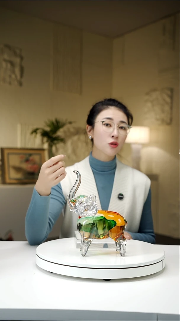 手工艺品琉璃琥珀绿大象摆件一只
