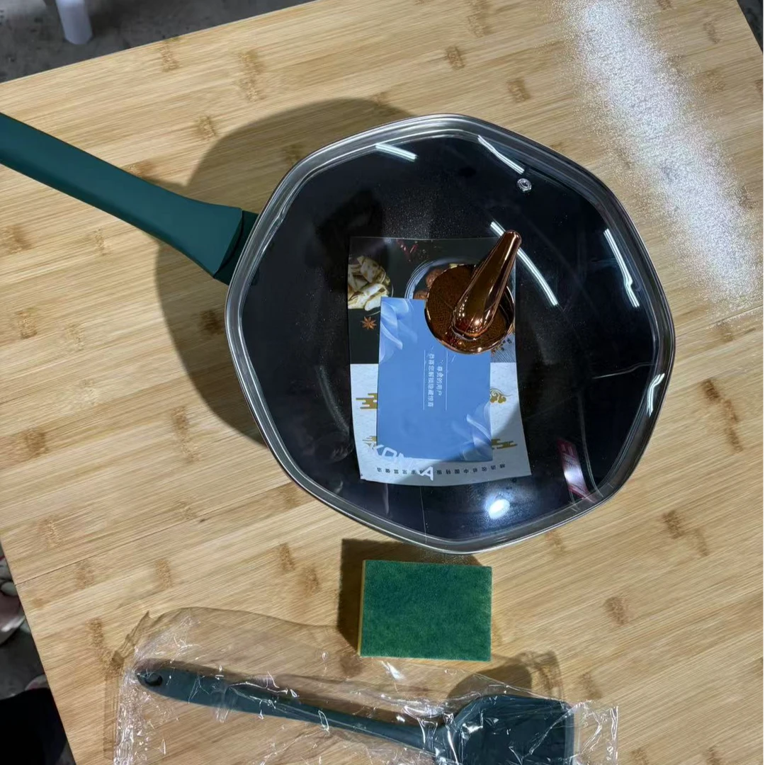 八角锅不粘锅家用炒锅煤气灶电磁炉通用烹饪耐用