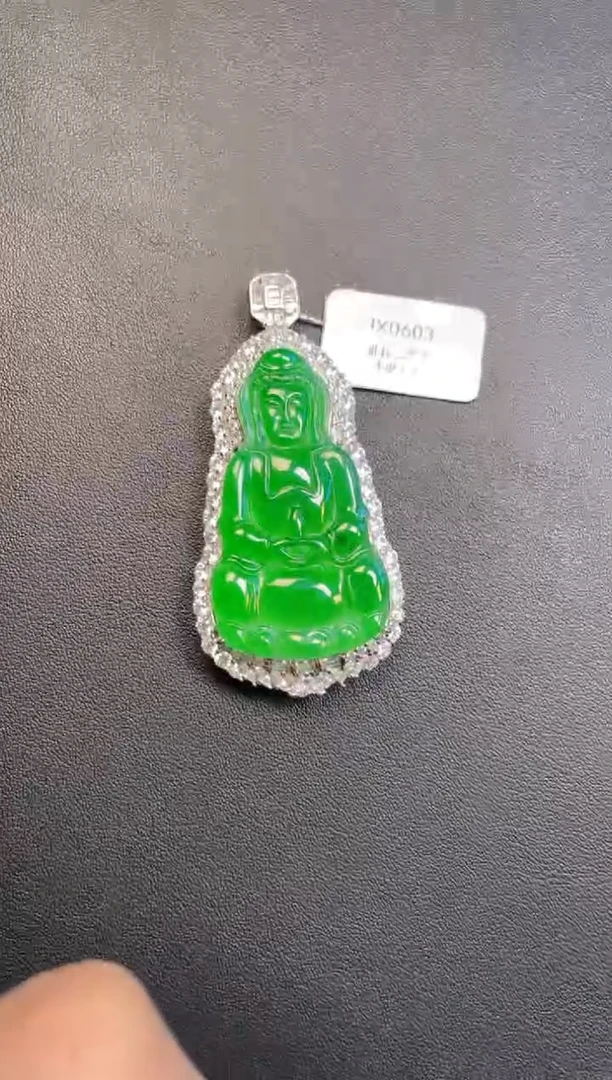 吊坠(不含链)银S925镶嵌翡翠吊坠