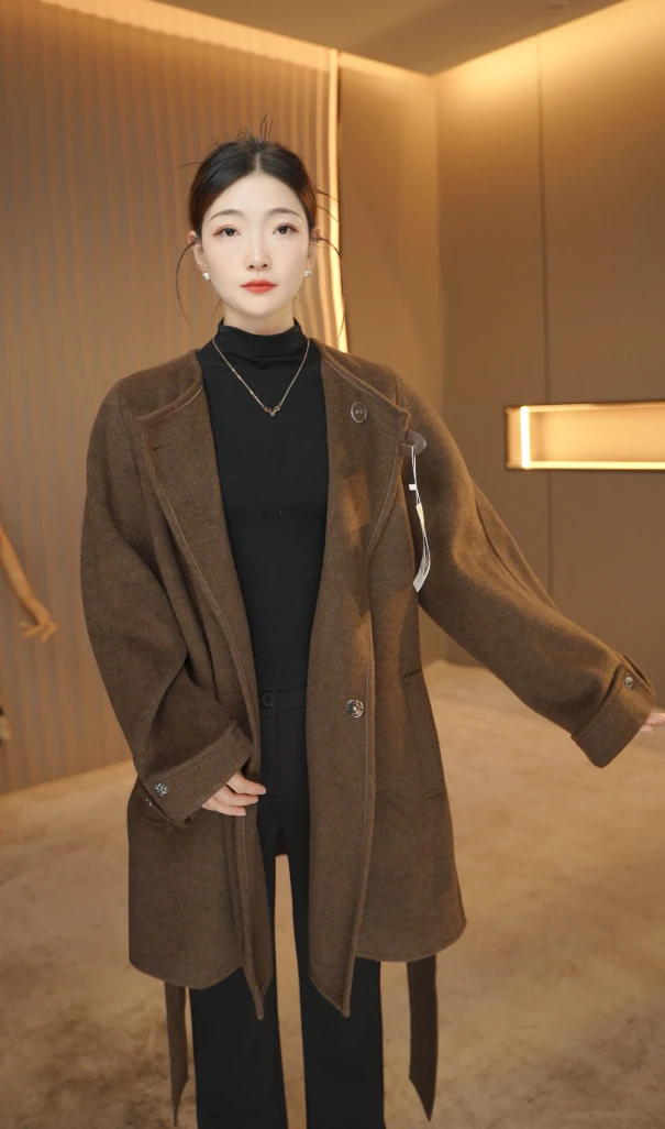 高端双面羊绒大衣女秋冬2024新款高级感小个子赫本风羊毛毛呢外套