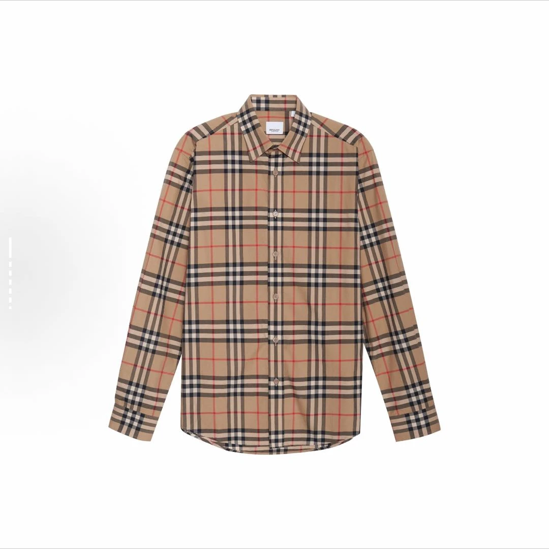 未使用 BURBERRY/博柏利 格纹长袖格子拼色衬衫 x