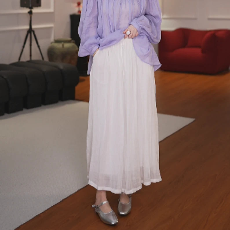 GU JIFEN｜飘逸花丛｜复古文艺宽松气质松紧腰半裙女 9012X55680