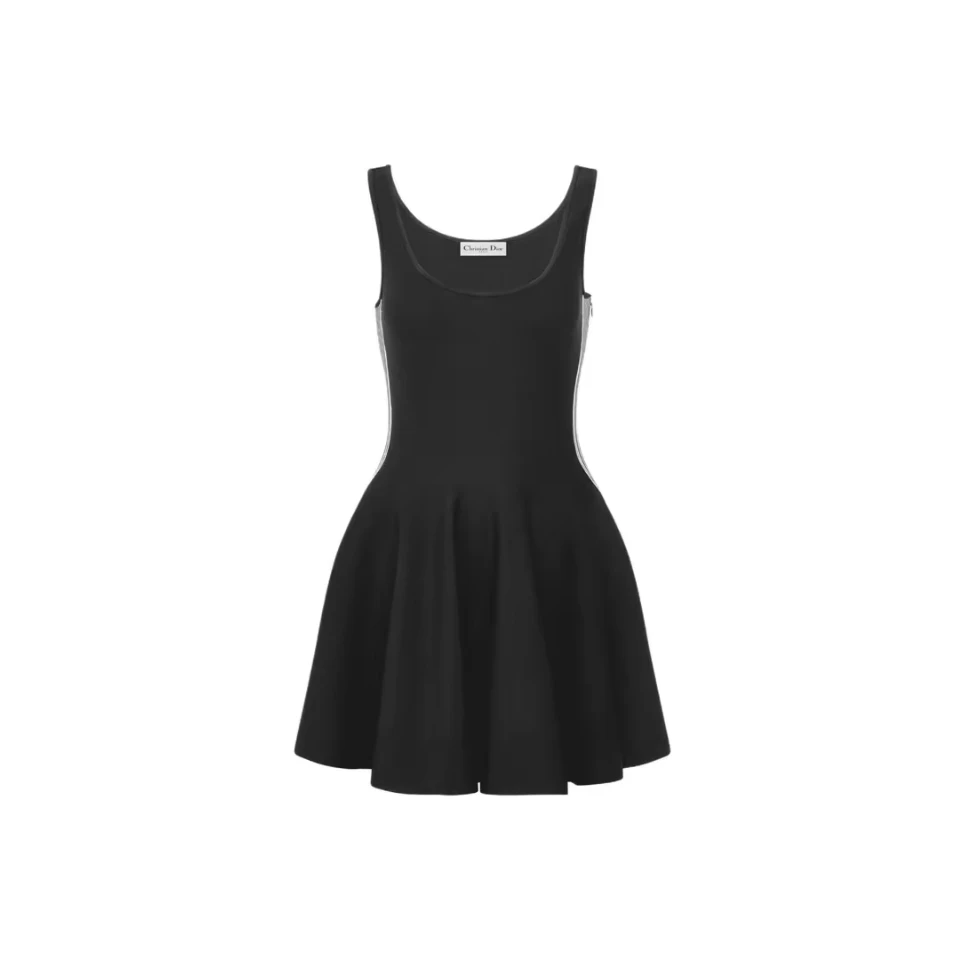 未使用 DIOR/迪奥 侧面字母LOGO喇叭形针织无袖连衣裙