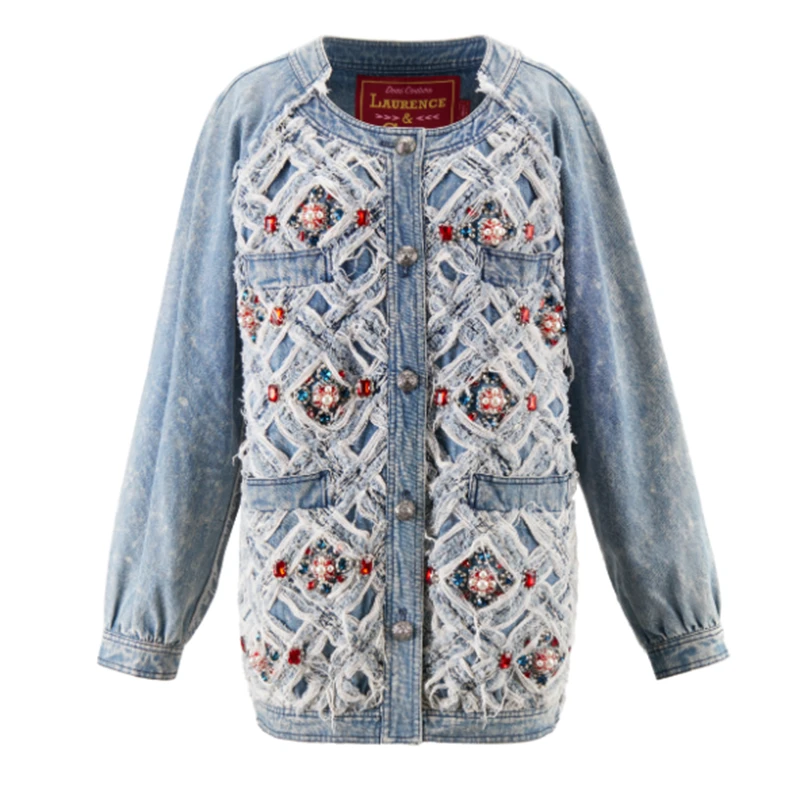 钻饰手编牛仔Oversized外套D4AD10112020，D4AD10112026