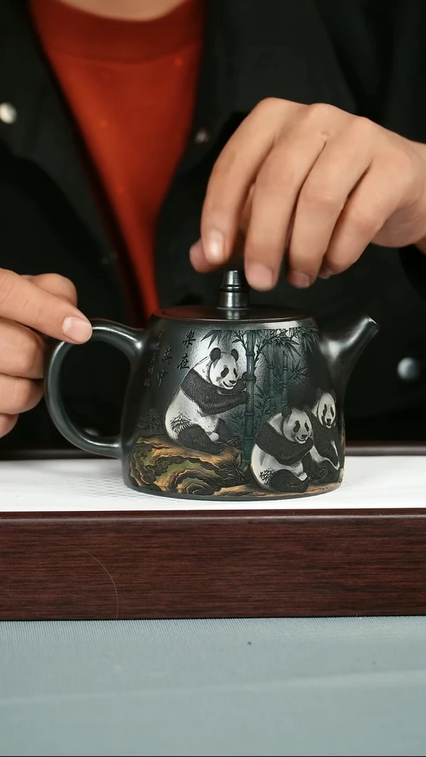 茶壶紫砂 石黄泥料 汉铎  节节高升