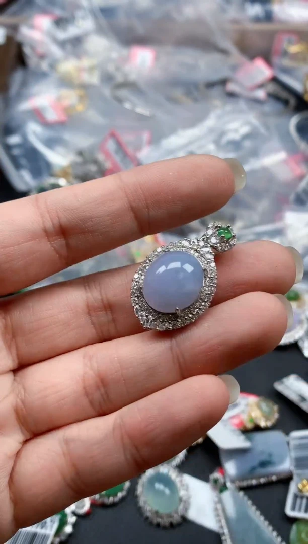 银S925镶嵌戒指翡翠天然A货缅甸翡翠