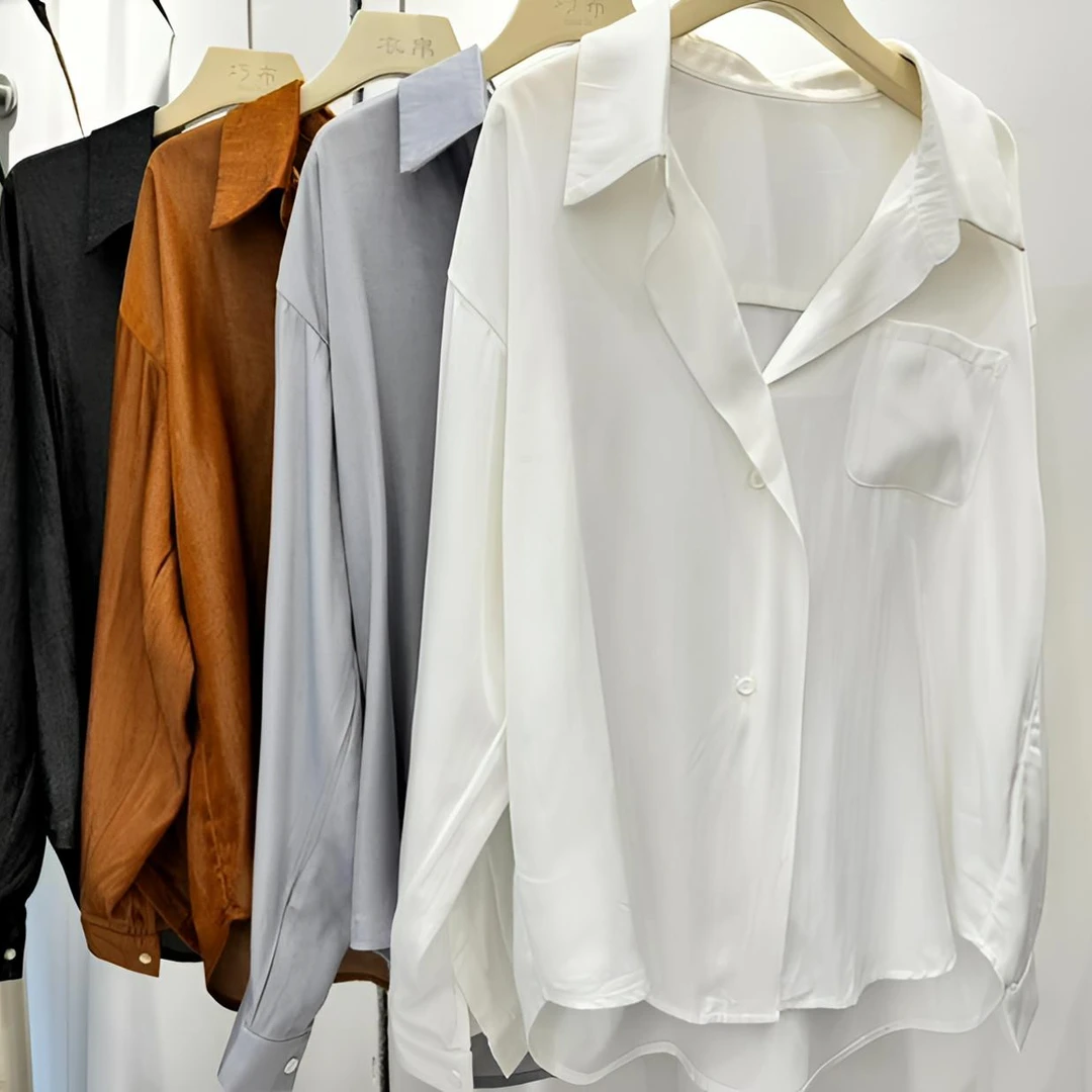 sese studio【韩版】衬衣通勤V领长袖衬衫领韩版外套衬衫