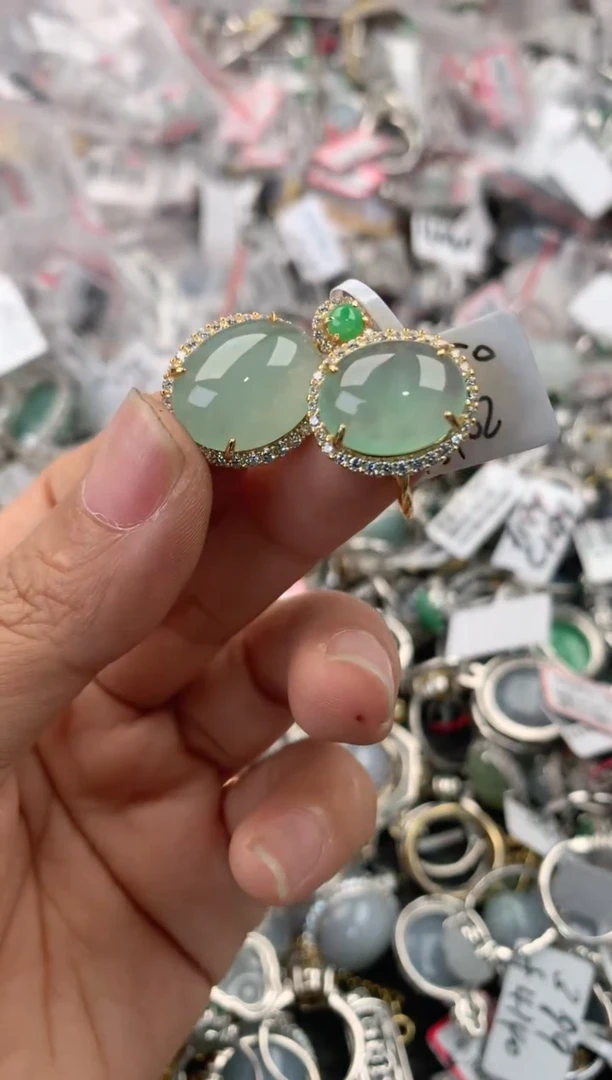 银S925镶嵌戒指翡翠444              4