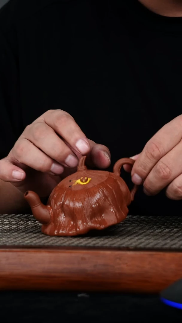 茶壶紫砂原矿红降坡泥莲蓬花器