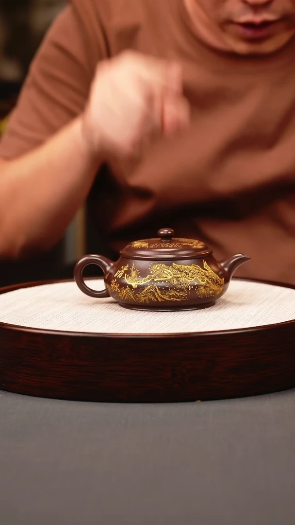 茶壶紫砂天星泥 明炉 描金