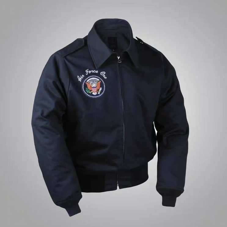 空军一号夹克A2美国藏青军版复刻短款男式翻领外套美式飞行服夹克