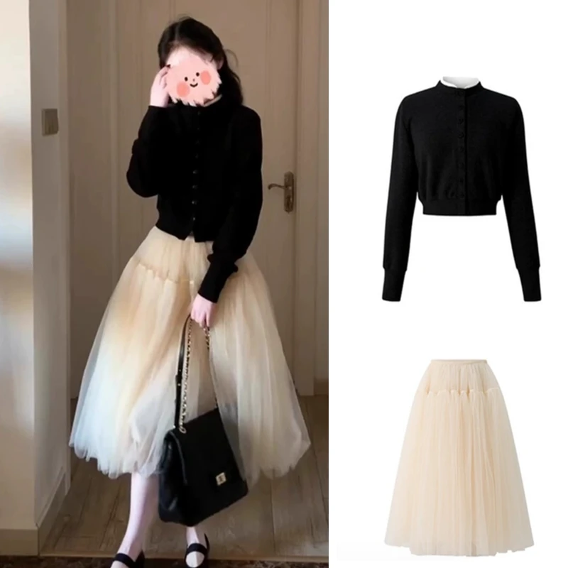 早秋穿搭一整套财阀千金女装清冷感贵系衣服套装春秋季裙子两件套