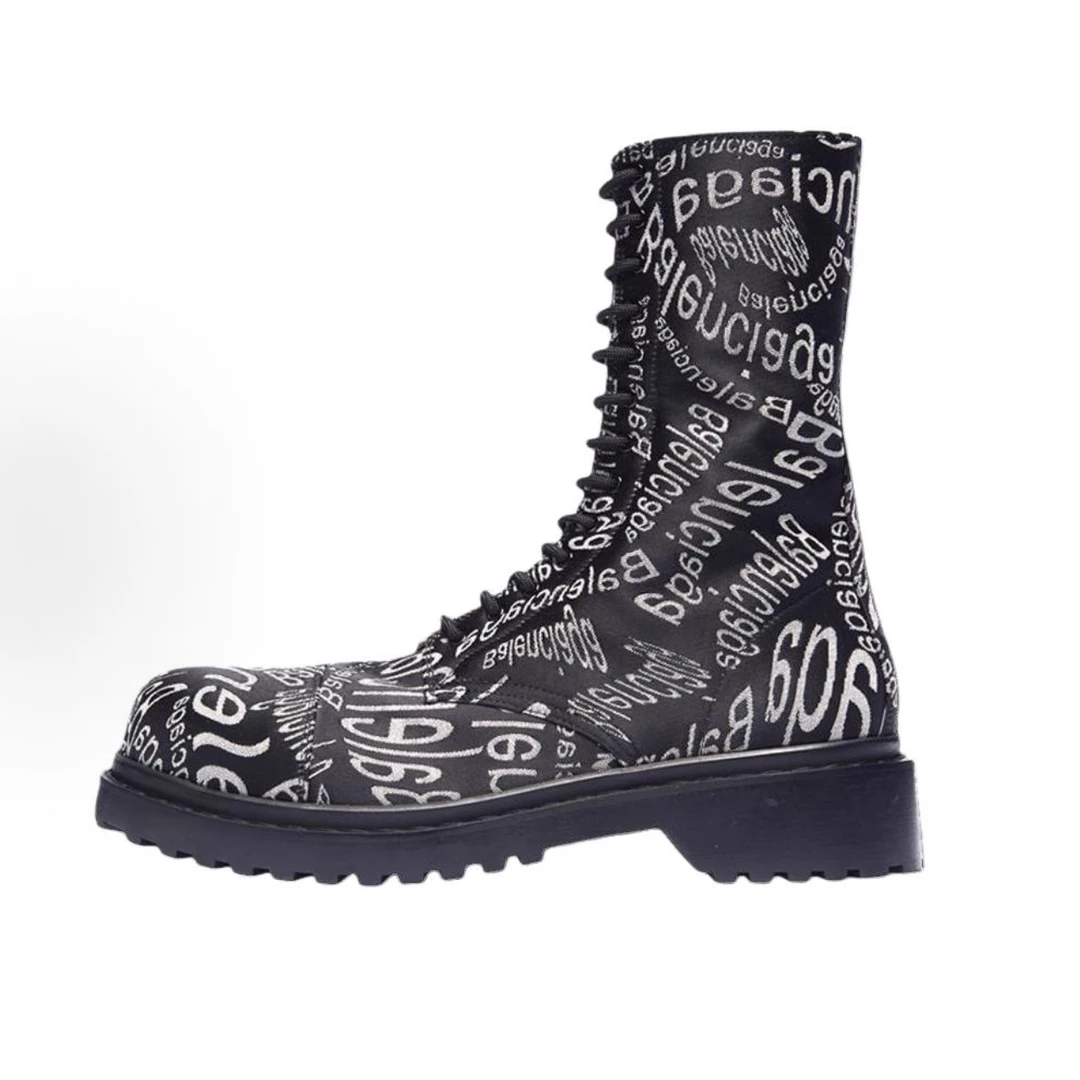 未使用 Balenciaga/巴黎世家 高帮靴男鞋休闲大码满印平底鞋男款