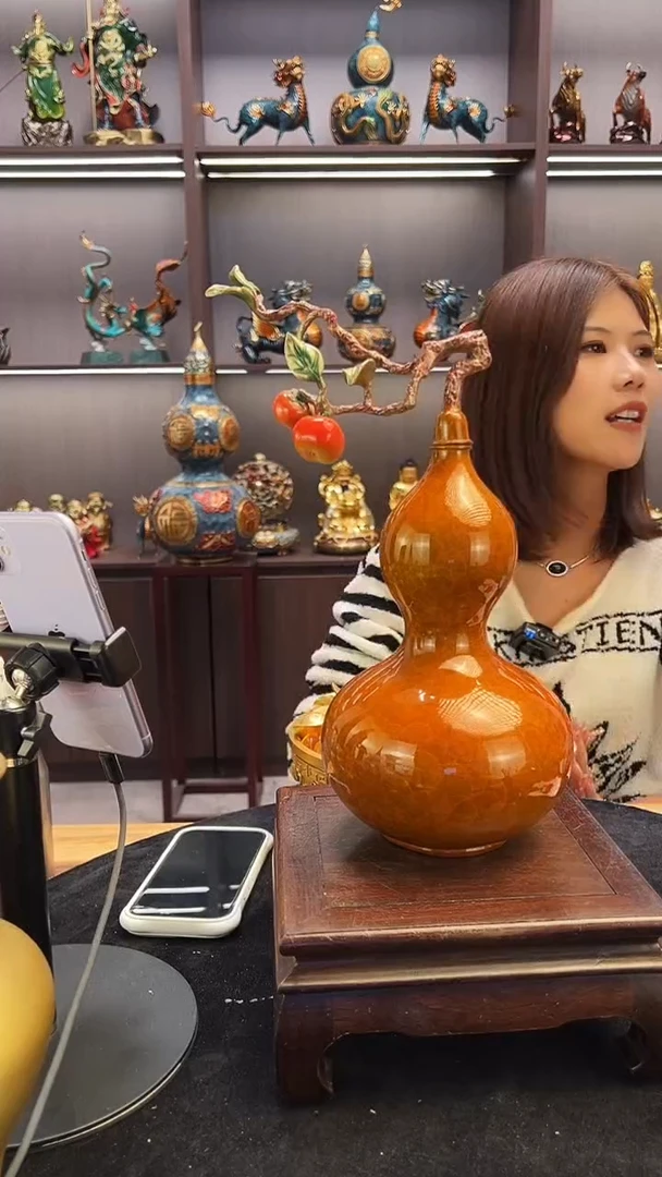 黄铜（9号） 微瑕柿柿葫芦摆件