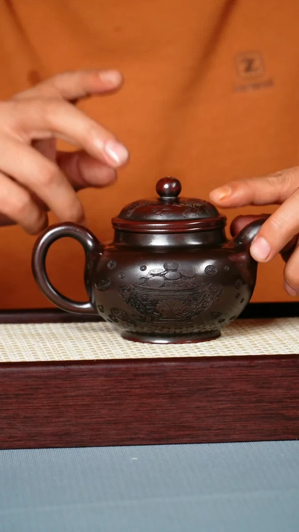 茶壶紫砂 龙山古乌泥 掇只