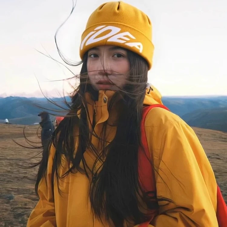 针织帽子女2025新款秋户外徒步登山川西旅游冷帽显脸小堆堆毛线帽