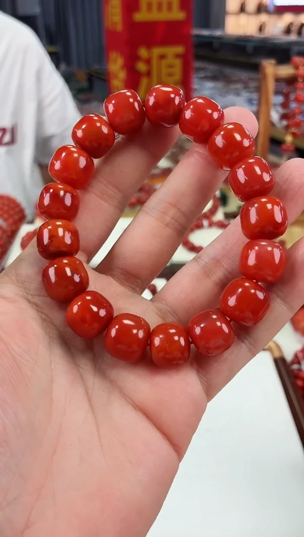 南红玛瑙瓦西老型手串14+未镶嵌飞**我一个/条