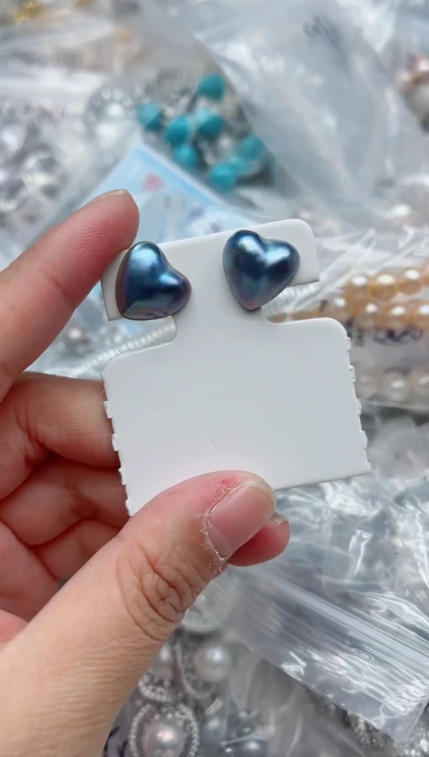 耳钉拼合珍珠（马贝珠）银S925镶嵌多样性发其一，非无暇