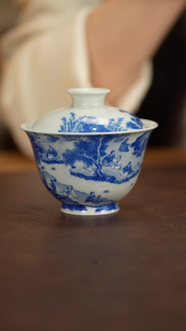 【闪购商品】恒垣山房曲水流畅盖碗