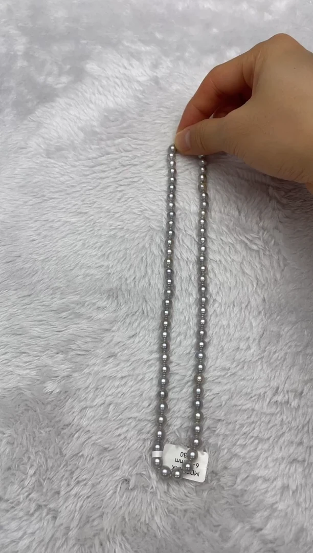 项链银S925镶嵌海水珍珠AK真多麻6-6.5mm