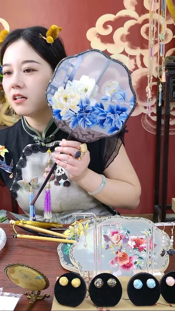 刺绣非遗绒花发簪