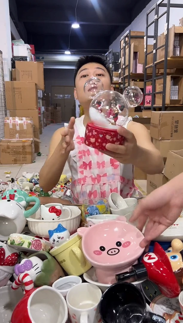 瓷片圣诞米奇米妮首饰盒