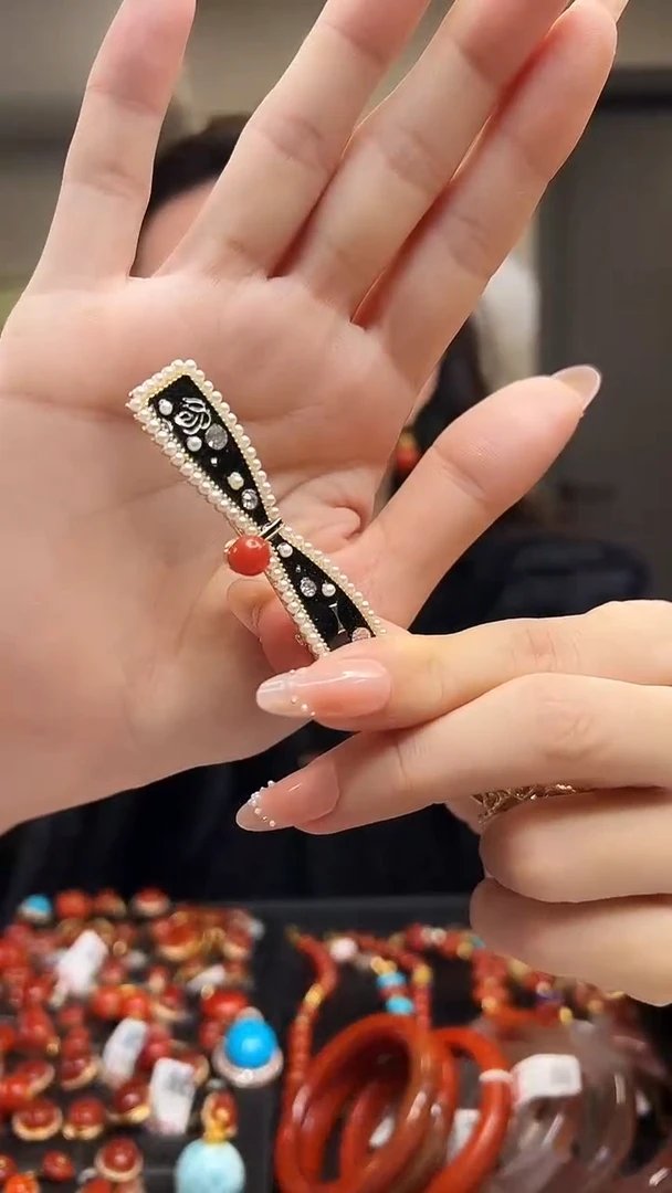 合金发夹南红玛瑙/YJ