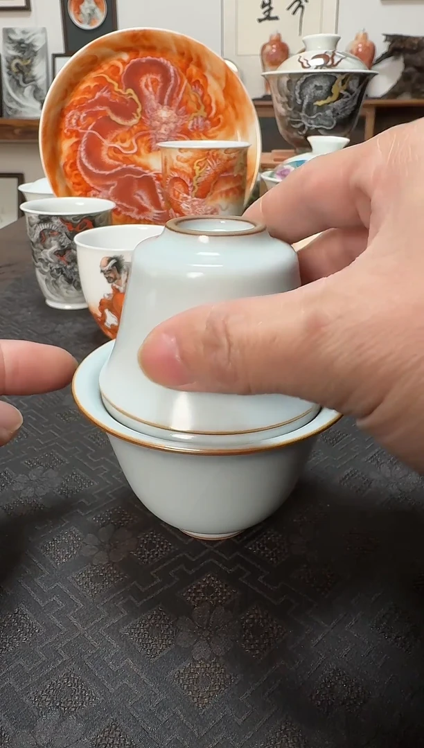 开播福利汝瓷盖碗加主人杯