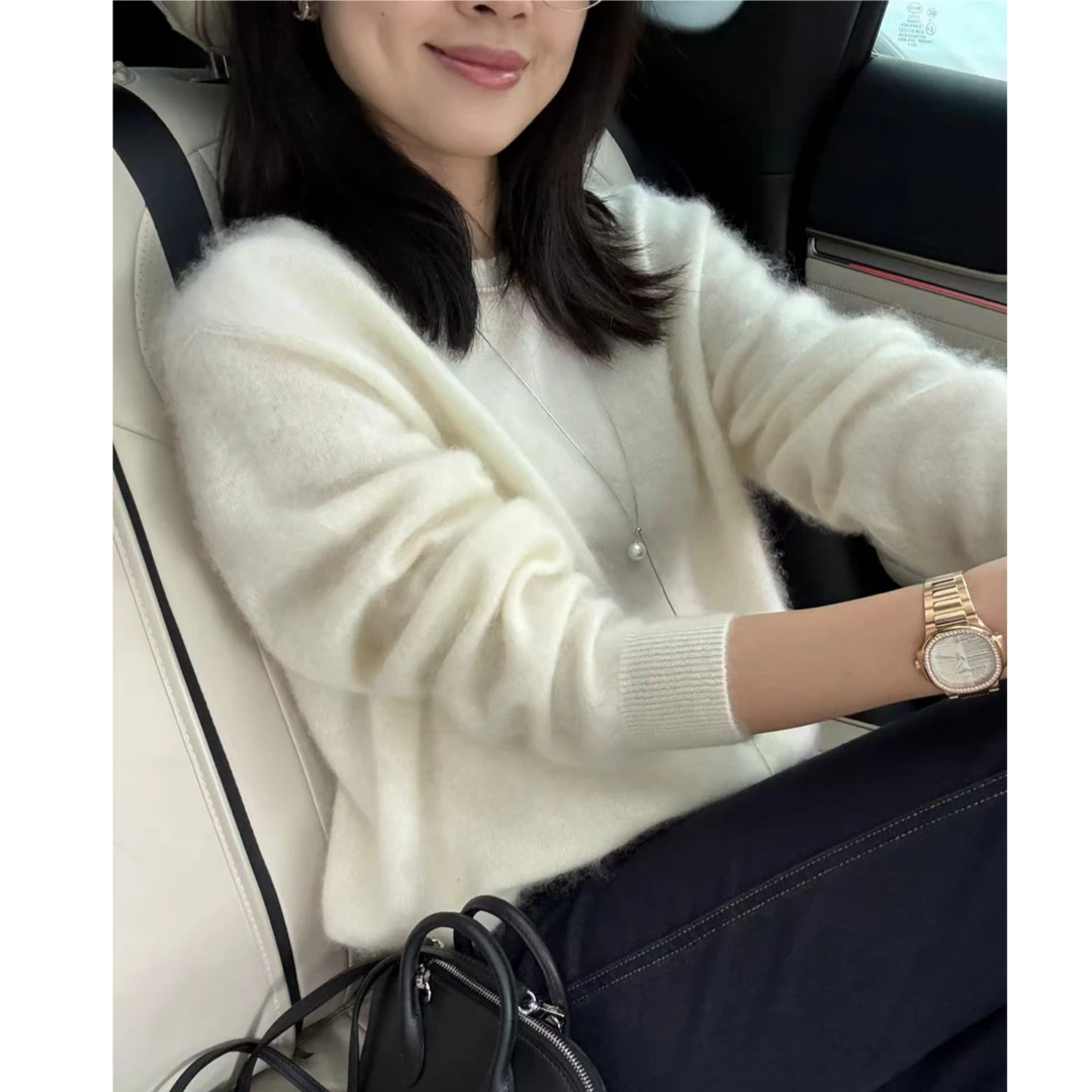 【冬宜雪】100%羊绒拉绒婴儿柔肤感时尚百搭优雅宽松版保暖羊绒衫