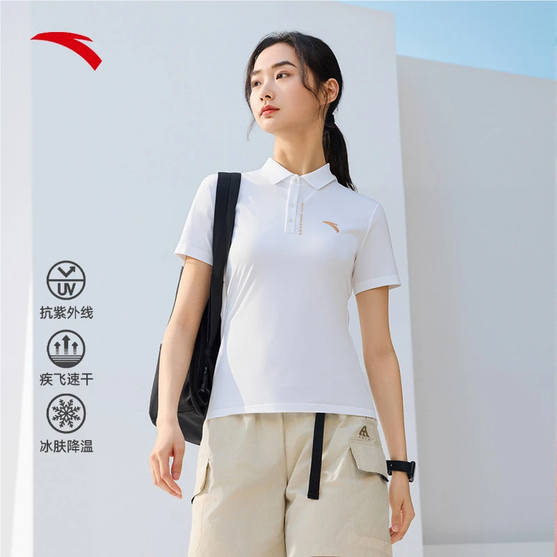 安踏夏季训练冰肤POLO衫男女款翻领商务速干短袖时尚运动透气t恤