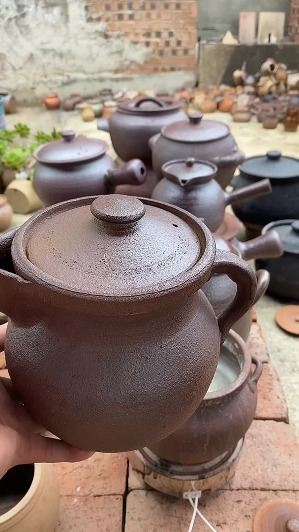 陶土1.5升中药罐 把微裂